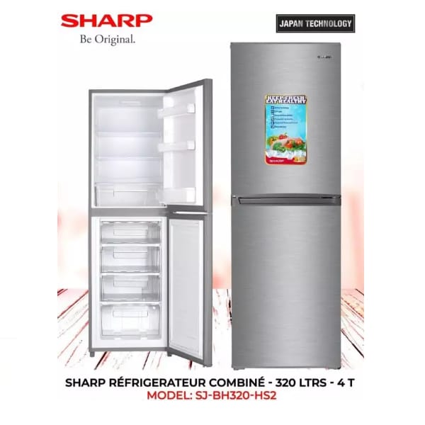 Réfrigérateur Sharp combiné 4 tiroirs 320 litres